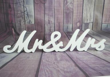 Wedding  Mr and Mrs White Freestanding Sign Image 1