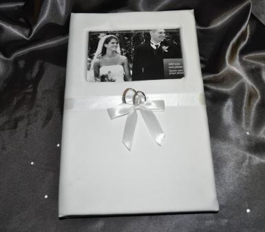 Wedding  White Photo Album with Unity Rings Image 1