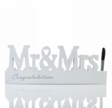 Wedding  Mr and Mrs Signature Block with Pen Image 1