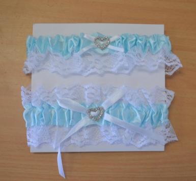 Wedding  Blue Lace Two Piece Garter Set - Keep and Throw Image 1