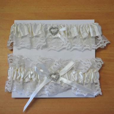 Wedding  Ivory Lace Two Piece Garter Set- Keep and Throw Image 1