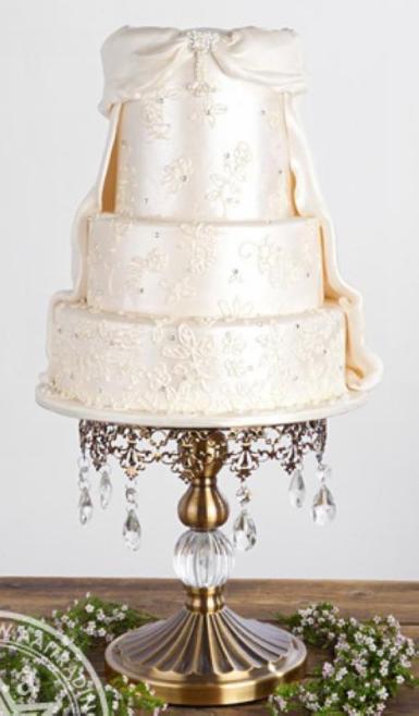 Wedding  Antique Look Pillar Cake Stand - Gold Image 1