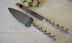 Diamante Heart Stem Cake Knife and Server Set  image