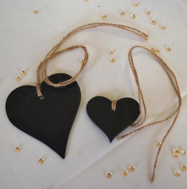 Wedding  Blackboard Heart Gift Tags With Jute Twine x 6 Image 1