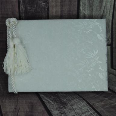 Wedding  Guest book - Ivory Embossed with Tassle Image 1