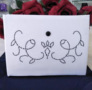 Wedding  Guest Book - Mini Black Stones in Floral Design Image 1