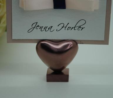 Wedding  Bronze / Rose Gold Heart Placecard Holder x 4 Image 1