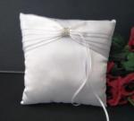 Ring Cushion - White Ring Pillow with Pleats and Bling image