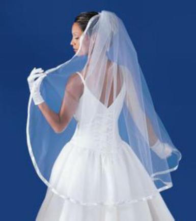 Wedding  Veil - ribbon edge Image 1