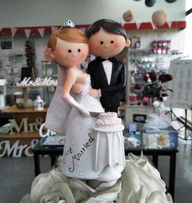 Wedding  Bride and Groom Cake Toppers- Just Married Image 1