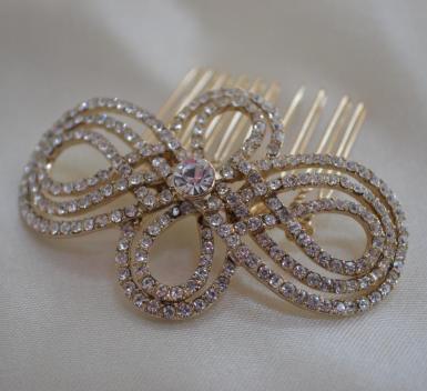 Wedding  Gold Diamante Hair Comb Image 1
