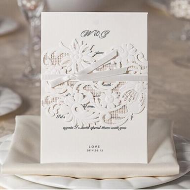 Wedding  White Laser Cut Luxurious Wedding Invitation Cards Image 1
