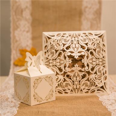 Wedding  Elegant Pearl Laser Cut Wedding Favor Boxes x 50 Image 1
