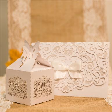 Wedding  Elegant Pocket Fold Laser Cut Wedding Favor Boxes x 50 Image 1