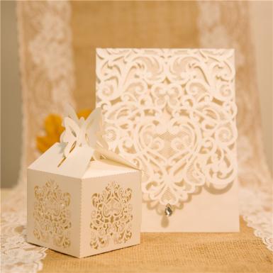 Wedding  Exquisite Laser Cut Wedding Favor Boxes x 50 Image 1