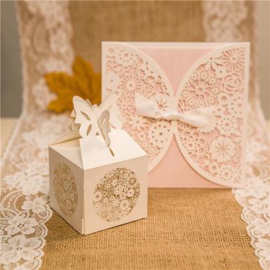 Wedding  Romantic Floral Laser Cut Wedding Favor Boxes x 50 Image 1