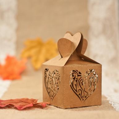 Wedding  Romantic Heart Laser Cut Wedding Favor Boxes x 50 Image 1