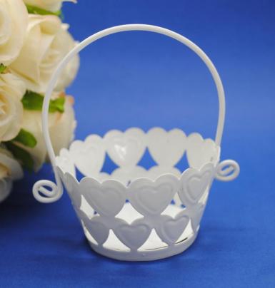 Wedding  Bomboniere - White Heart Basket Pail Image 1