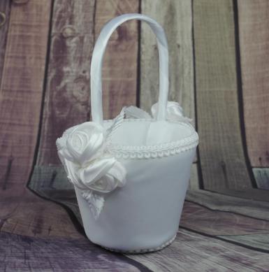 Wedding  Flower Basket - White Roses  Image 1