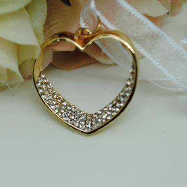 Wedding  Gold Heart Charm with Diamante Bling Image 1