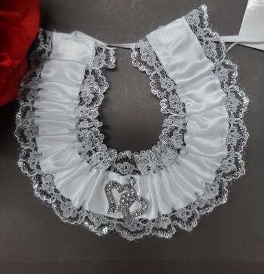 Wedding  White Satin Horseshoe with Silver Diamante Hearts and Glitter Edge Image 1
