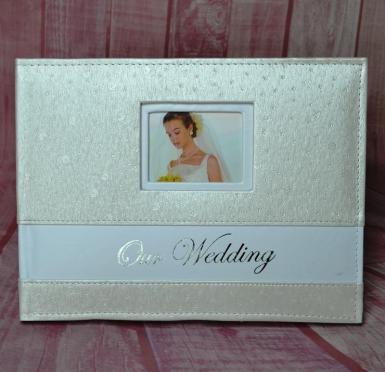 Wedding  Ivory Leather Look Guest Book - Mini Flowers Image 1
