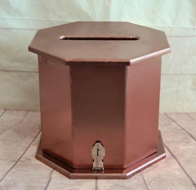 Wedding  Octagon Bronze / Rose Gold Timber Card Box, Wishing Well Image 1