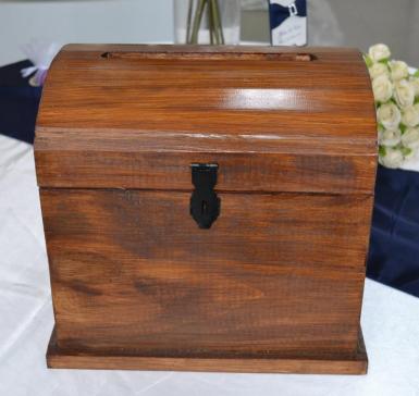 Wedding  Large Timber Stained Wooden Treasure Chest  Image 1