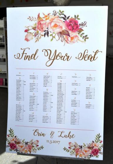 Wedding  Seating Chart - Cottage Peony and Roses Image 1