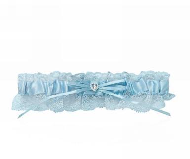 Wedding  Blue Garter with Pearl Heart Image 1