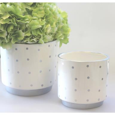 Wedding  Round Ceramic Flower Pots Polka Dot (Set of 2) Image 1