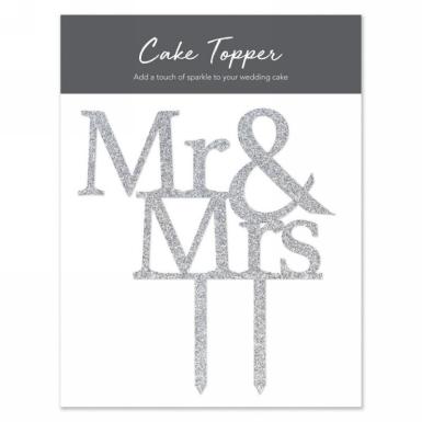 Wedding  Cake Topper - silver MR & MRS Image 1