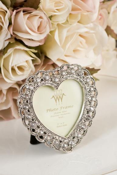 Wedding  Heart Photo Frame with Diamantes Image 1