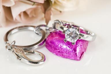 Wedding  Silver Crystal Bling Keyring Image 1