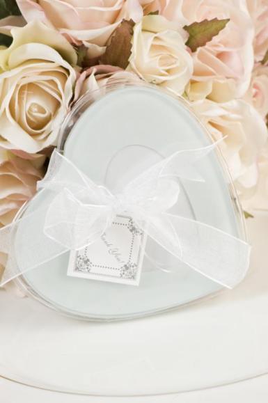 Wedding  Glass coasters with heart-shaped photo - 2 pack Image 1