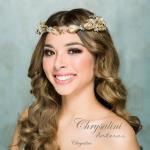 Chrysalini Gold Bridal Crown, Wedding Tiara - ANTEROS image