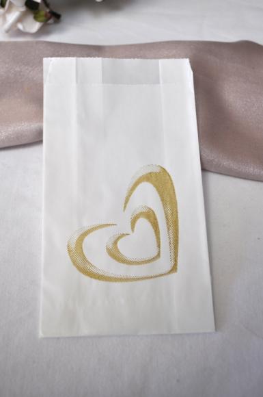 Wedding  Wedding Cake Bags - Simple Gold Hearts - 25 bags Image 1
