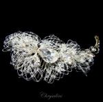 Chrysalini Designer Wedding Hairpiece, Deluxe Bridal Fascinator - E90306 image