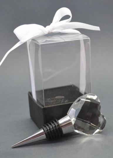 Wedding  Crystal Heart Bottle Stopper Image 1