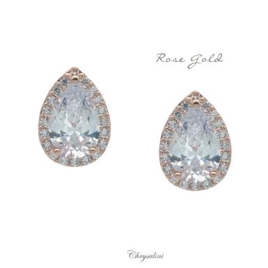 Bridal Jewellery, Chrysalini Wedding Earrings with Crystals - BAE0013 BAE0013 Image 1
