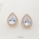 Bridal Jewellery, Chrysalini Wedding Earrings with Crystals - BAE0025 image