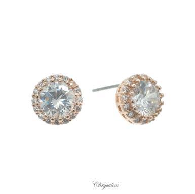 Bridal Jewellery, Chrysalini Wedding Earrings Rose Gold - BAE5007 BAE5007-1-PK2 ROSE GOLD Image 1