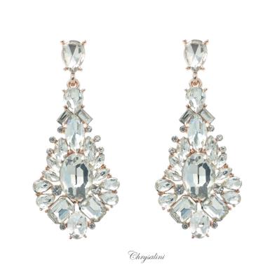 Bridal Jewellery, Chrysalini Wedding Earrings Rose Gold - DE1558 DE1558 | CLIP ON Image 1