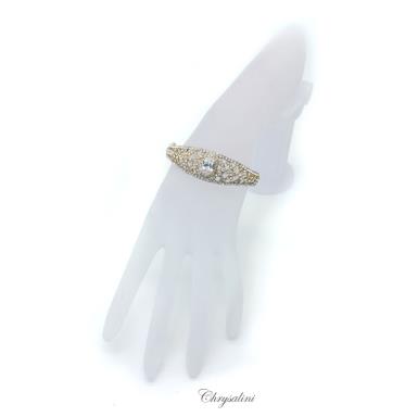 Bridal Jewellery, Chrysalini Wedding Bracelets with Crystals - FB0483 FB0483 - AVAILABLE IN GOLD Image 1