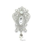 Bridal Jewellery, Chrysalini Wedding Brooch, Crystal Pin - FBR5529 image