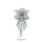 Bridal Jewellery, Chrysalini Wedding Brooch, Crystal Pin - OBR6820 image