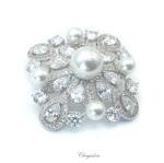 Bridal Jewellery, Chrysalini Wedding Brooch, Pearl Pin - ABR0001 image
