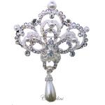 Bridal Jewellery, Chrysalini Wedding Brooch, Pearl Pin - K401G image