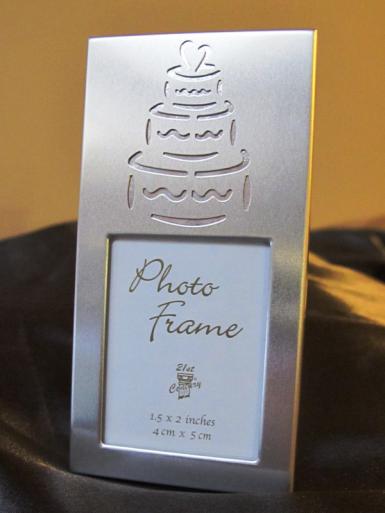 Wedding  Small Silver Photo Frames with Wedding Cake Image 1