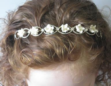 Wedding  Flower Girl Headband - Porcelain Roses with Diamantes Image 1